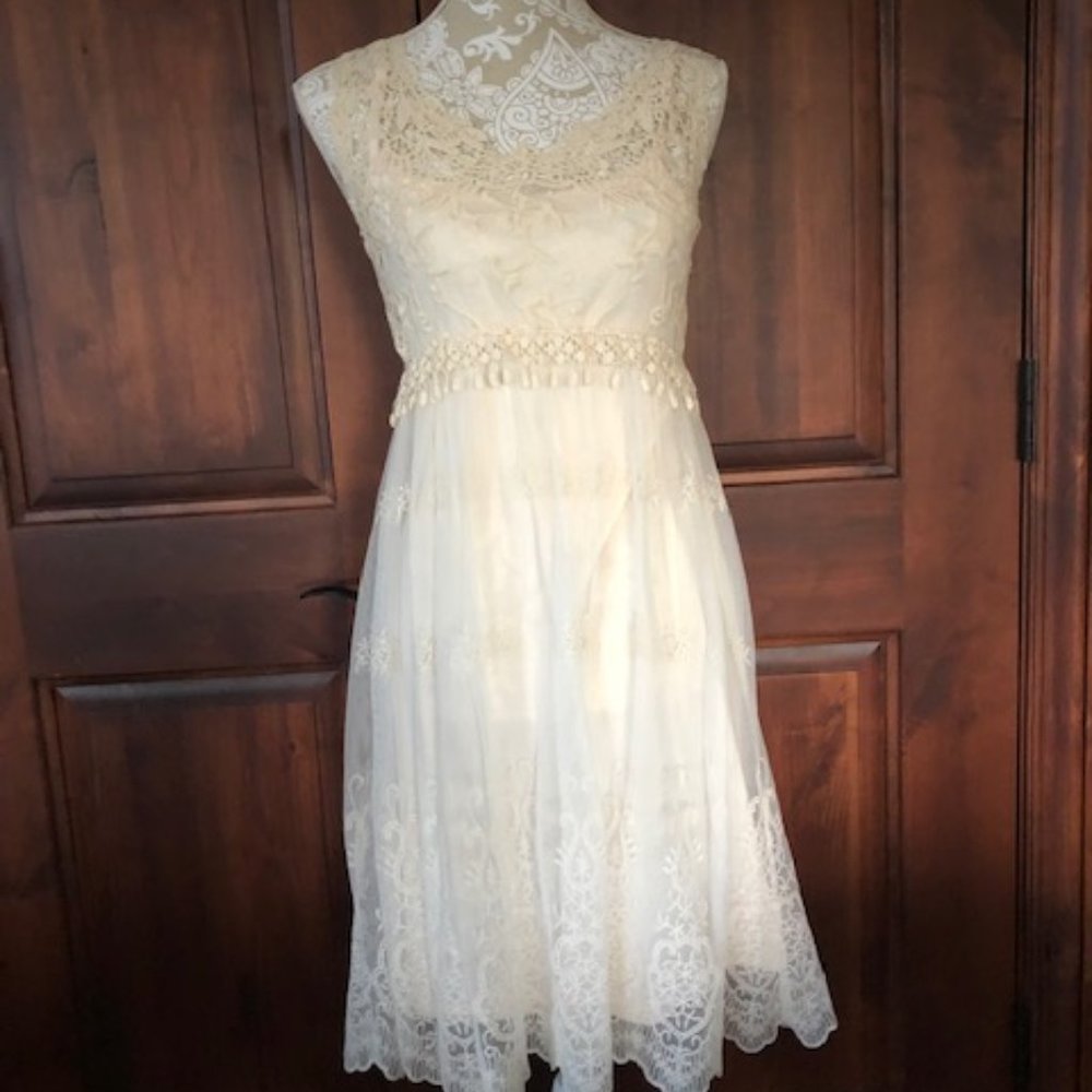 Cream Lace dress with slip, never been worn
